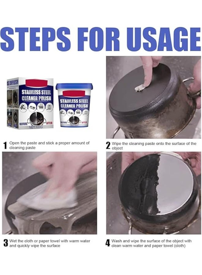 كاست ويف منظف مطبخ منزلي معجون ستانلس ستيل كريم تنظيف للأواني متعدد الاستخدامات 100 جرام - Image 3